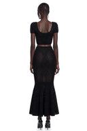 Laurel Black U-Neck Top & Fishtail Skirt Set