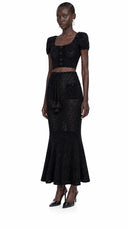 Laurel Black U-Neck Top & Fishtail Skirt Set