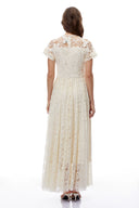 Cassidy White Floral Lace Maxi Dress with Butterfly Applique