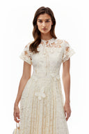 Cassidy White Floral Lace Maxi Dress with Butterfly Applique