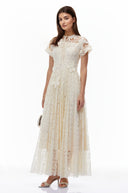 Cassidy White Floral Lace Maxi Dress with Butterfly Applique