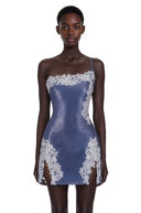 Zelda Purple Sequin Mini Dress with Lace