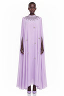 Urraca Purple Rhinestone Maxi Dress with Cape sleeve