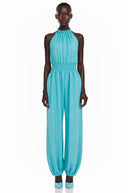 Zoraida Green Halterneck Lantern-Shaped Jumpsuit