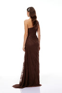 Ramona Brown Floral Lace Maxi Gown