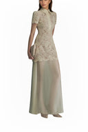Blair Neutral Lace Sheer Panel Maxi Dress