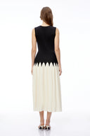 Katia Black Color Block Pleated Midi Dress