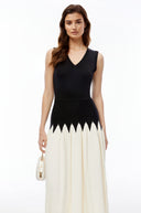Katia Black Color Block Pleated Midi Dress