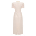 Lorette Neutral Floral Crystal Midi Dress