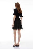 Sancia Black Stretch Knit Lace Mini Dress