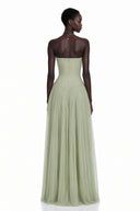 Hilaria Green Off Shoulder Pleated Maxi Dress