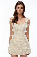 Althea Neutral Lace Mini Dress with 3D Florals