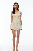 Althea Neutral Lace Mini Dress with 3D Florals