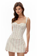 Ulrica White Sleeveless Floral Print Top & Skirt Set