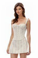 Ulrica White Sleeveless Floral Print Top & Skirt Set