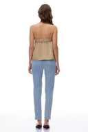 Myrtle Khaki Strapless Button Down Top