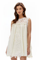 Persephone White Cut-Out Mini Dress with Lace Panels