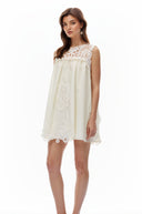 Persephone White Cut-Out Mini Dress with Lace Panels