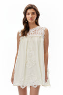 Persephone White Cut-Out Mini Dress with Lace Panels