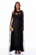 Sappho Black Semi-Sheer Lace Maxi Dress