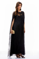 Sappho Black Semi-Sheer Lace Maxi Dress