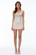 Garnet Grey Sweetheart Top & Skirt Set with Bow