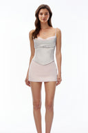 Garnet Grey Sweetheart Top & Skirt Set with Bow