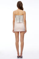 Garnet Grey Sweetheart Top & Skirt Set with Bow