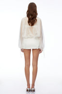 Ossie White Mini Dress with Ruffled Trim