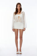 Ossie White Mini Dress with Ruffled Trim
