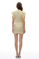 Drusilla Yellow Mock Neck Lace Mini Dress