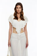 Roxelana Neutral Sheer Crop Top & Skirt Set
