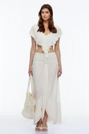 Roxelana Neutral Sheer Crop Top & Skirt Set
