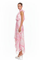Ysabel Pink Abstract Print Halterneck Crop Top & Skirt Set