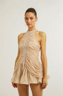 Tullia embellished ruched mini dress