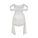 Nora White Ribbon-design Ruched Mini Dress