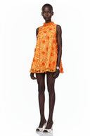 Ottilie Orange Faux-Flower Mini Dress