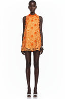 Ottilie Orange Faux-Flower Mini Dress