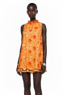 Ottilie Orange Faux-Flower Mini Dress
