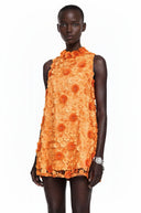 Ottilie Orange Faux-Flower Mini Dress