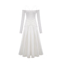 Melisende off-shoulder panelled maxi dress in White
