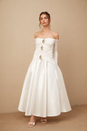 Melisende off-shoulder panelled maxi dress in White