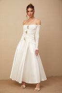 Melisende off-shoulder panelled maxi dress in White