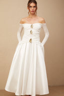 Melisende off-shoulder panelled maxi dress in White