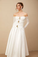 Melisende off-shoulder panelled maxi dress in White