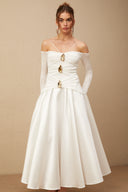 Melisende off-shoulder panelled maxi dress in White