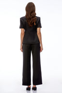 Jeanne Black V-Neck Short Sleeve Blazer & Trouser Set