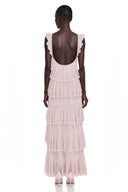 Pink Ruffled Sleeveless Maxi Dress