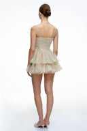 Tullia Mint Green Lace Ruffled Embellished Mini Dress