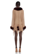 Livia Brown Sheer Tulle Mini Dress with Feather Trim